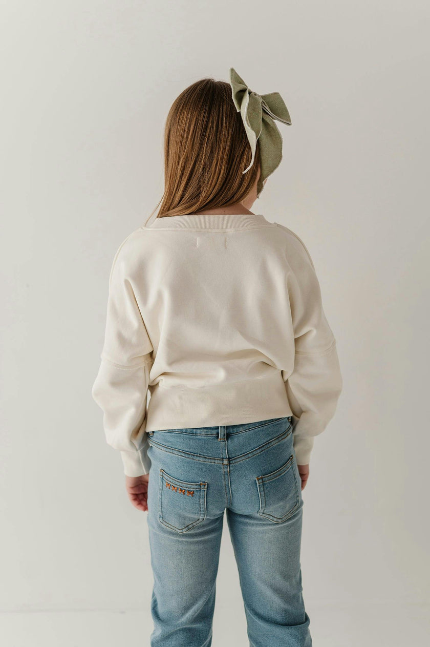 Girls Drop Shoulder Blouson Sweatshirt in Floral Garden