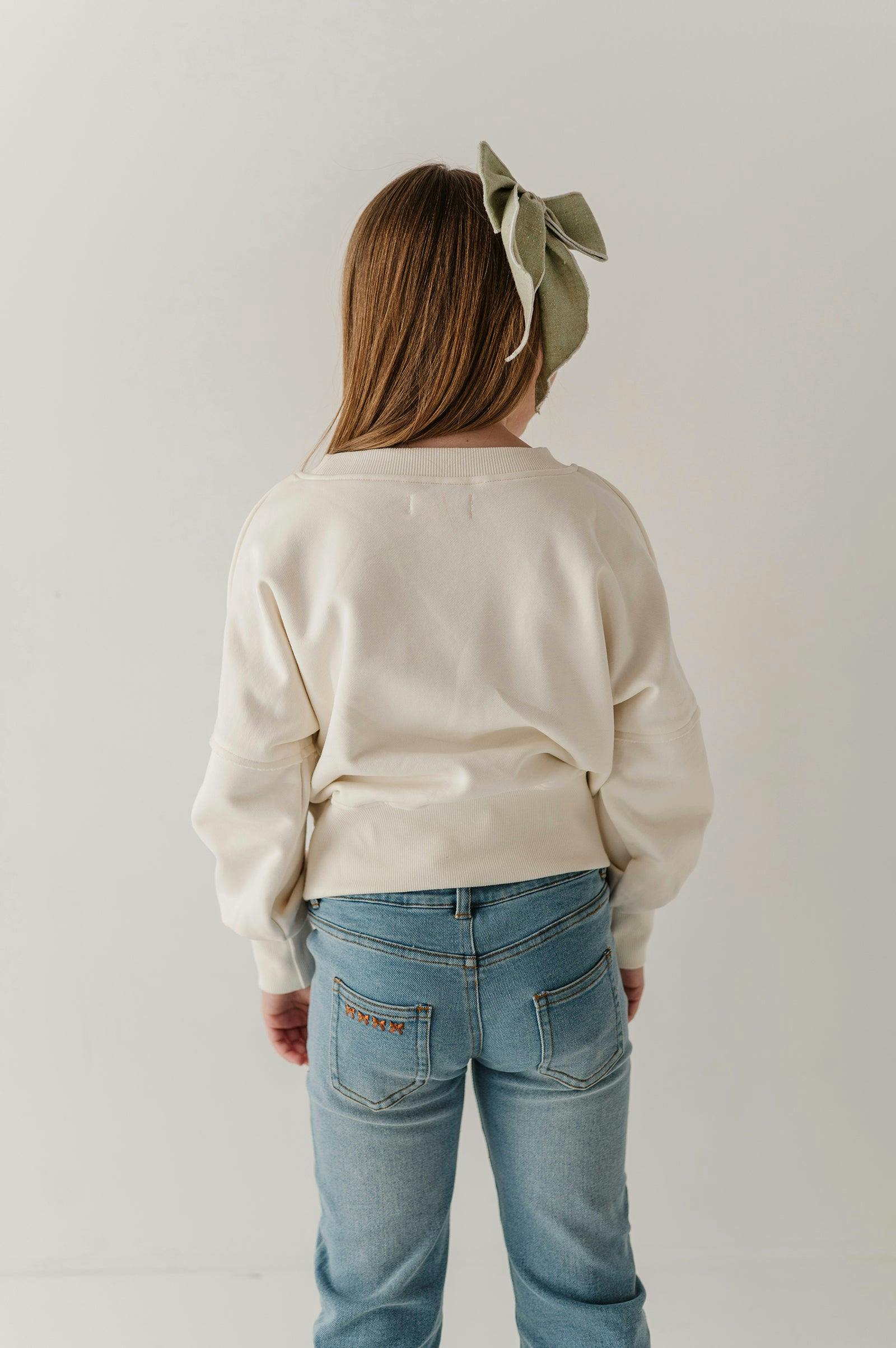 Girls Drop Shoulder Blouson Sweatshirt in Floral Garden