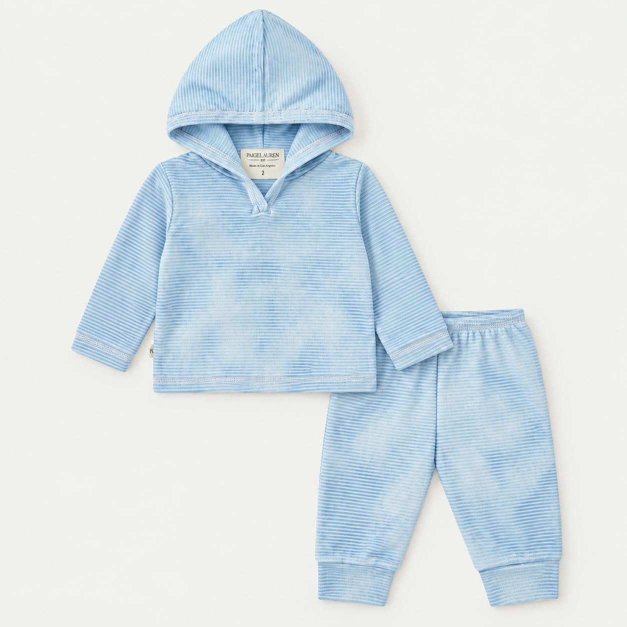 Stripe Marble Rib Hoodie + Legging Set