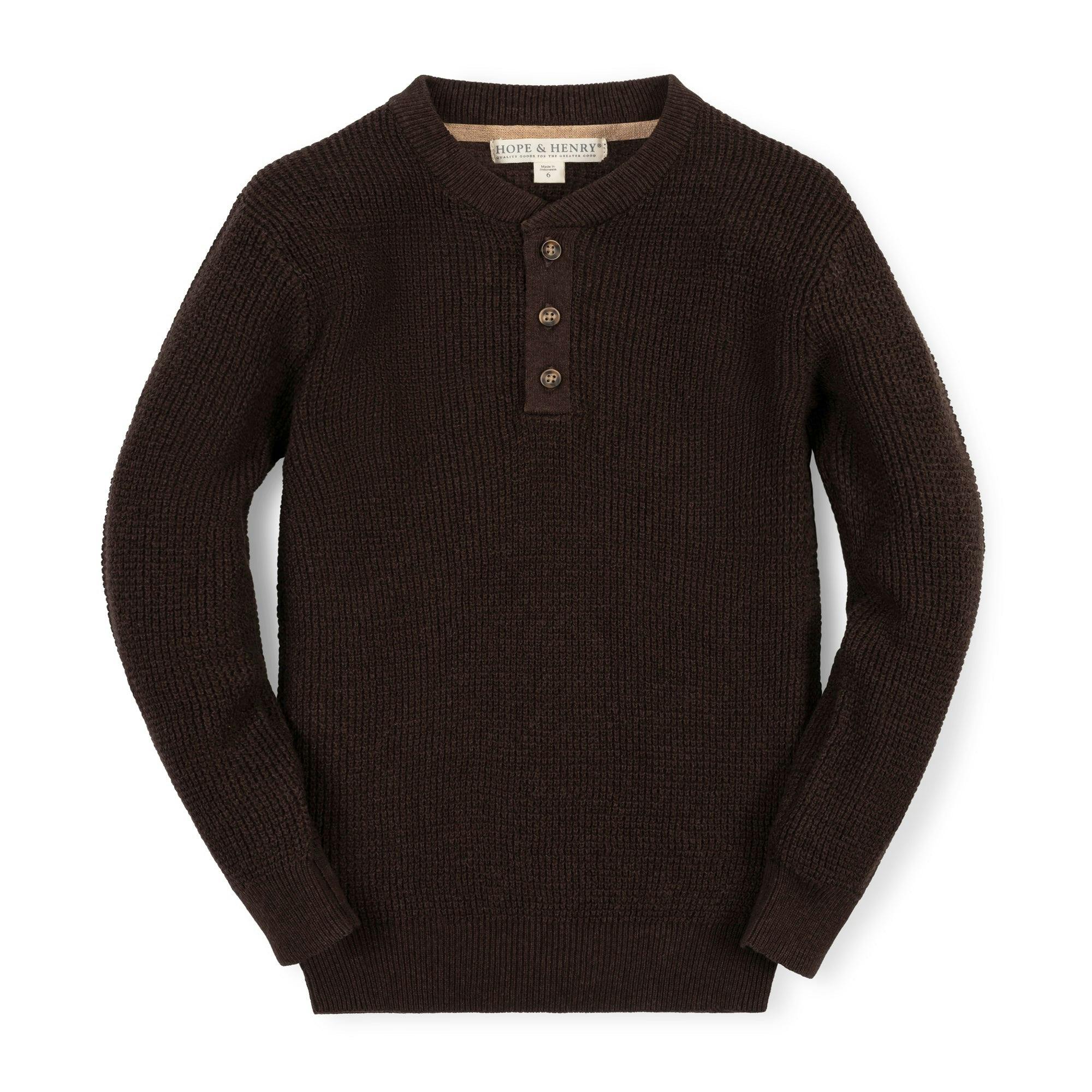 Organic Sweater Henley with Elbow Patches