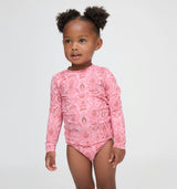 The Tiny Ariel Rashguard Set - Pink Palm Ikat