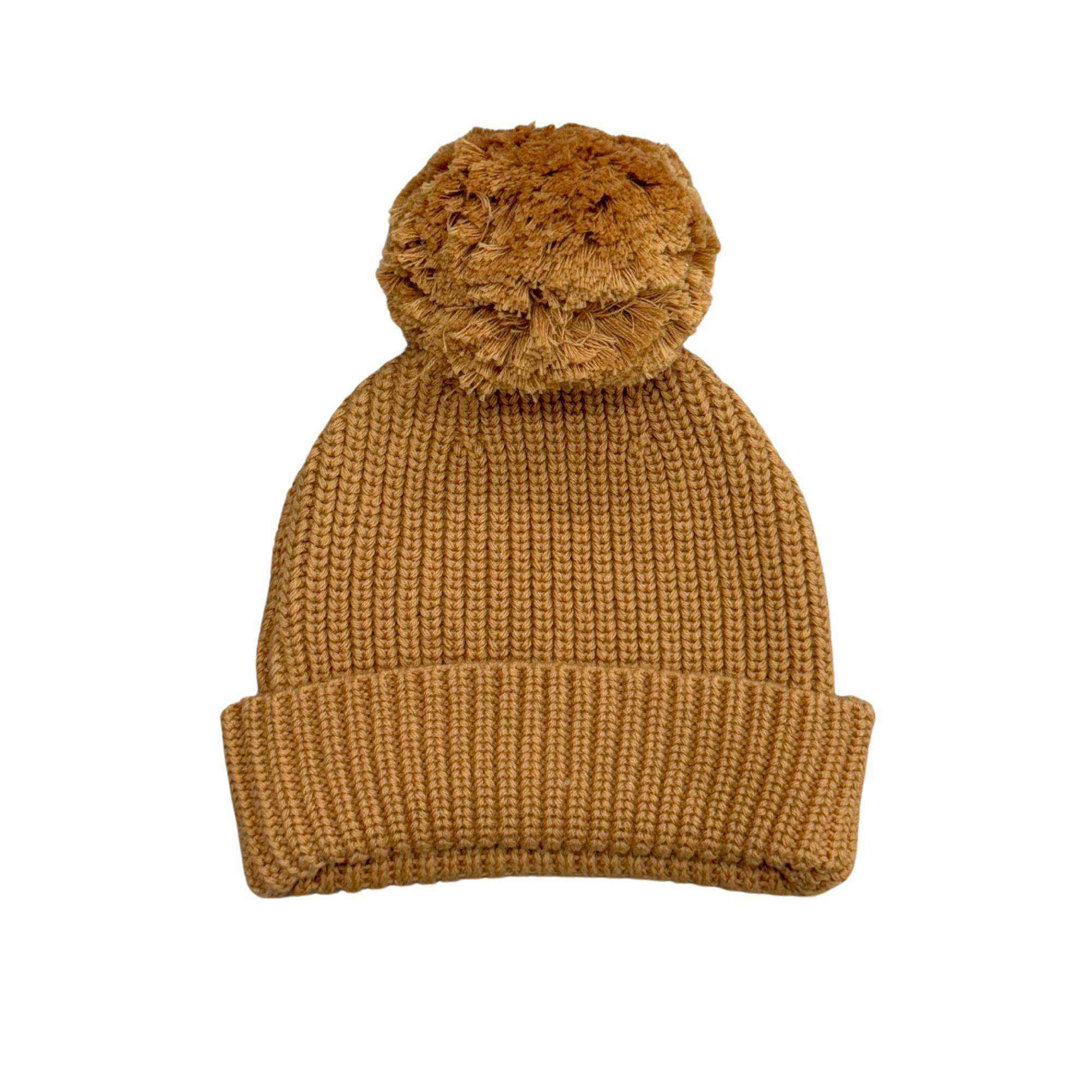 Knit Pom Hat in Camel