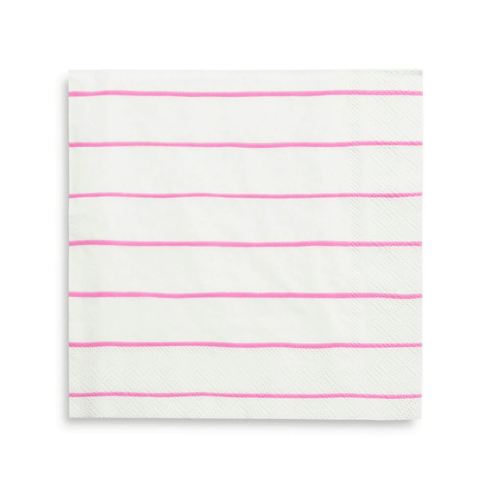 Cerise Frenchie Striped Large Napkins