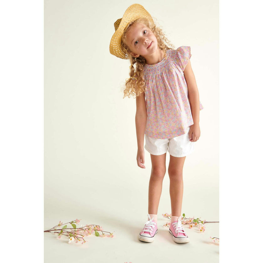 Made With Liberty Fabric Smocked Girls Blouse Isabella