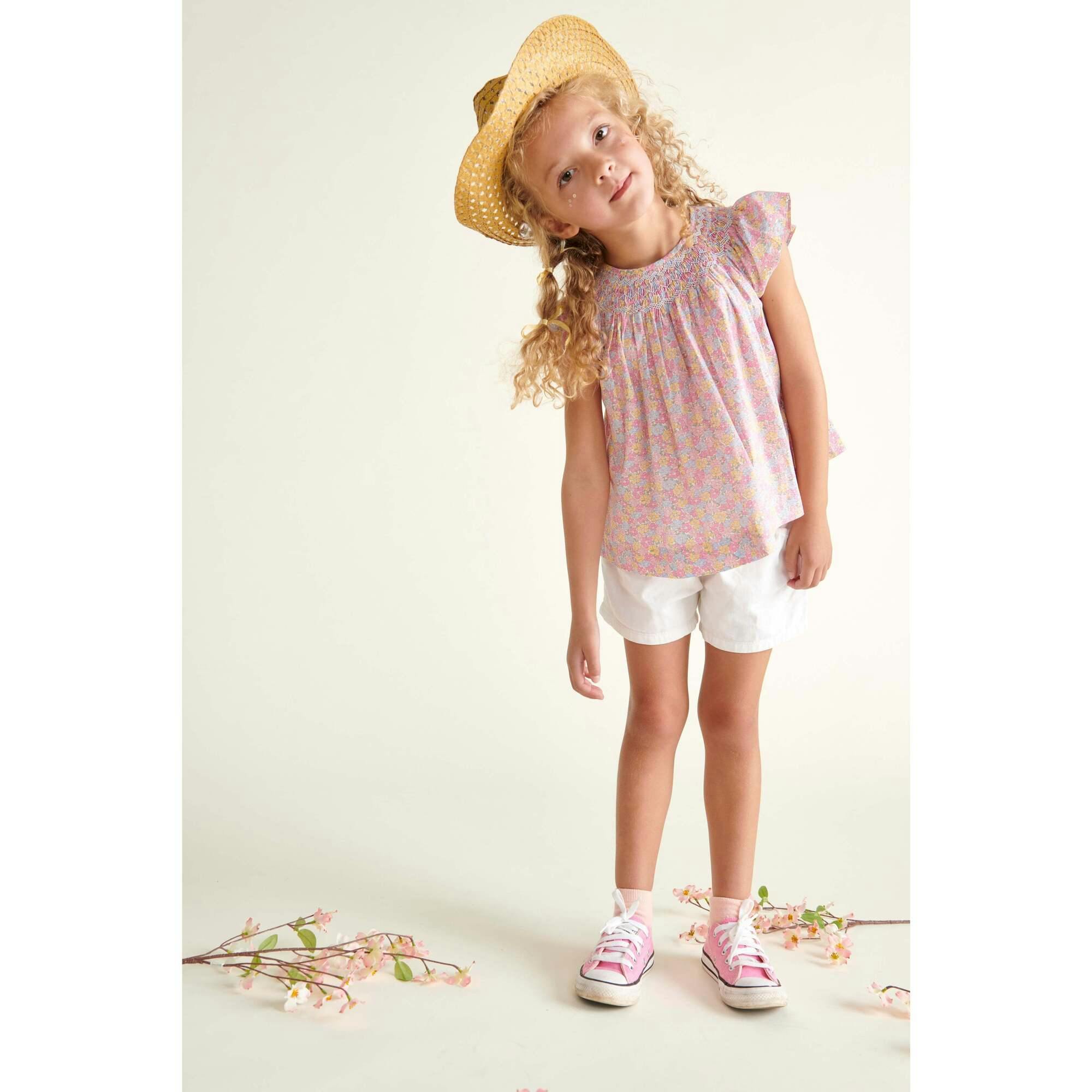 Made With Liberty Fabric Smocked Girls Blouse Isabella