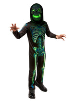 Boys' Neon Skeleton Costume with Light Up Mask