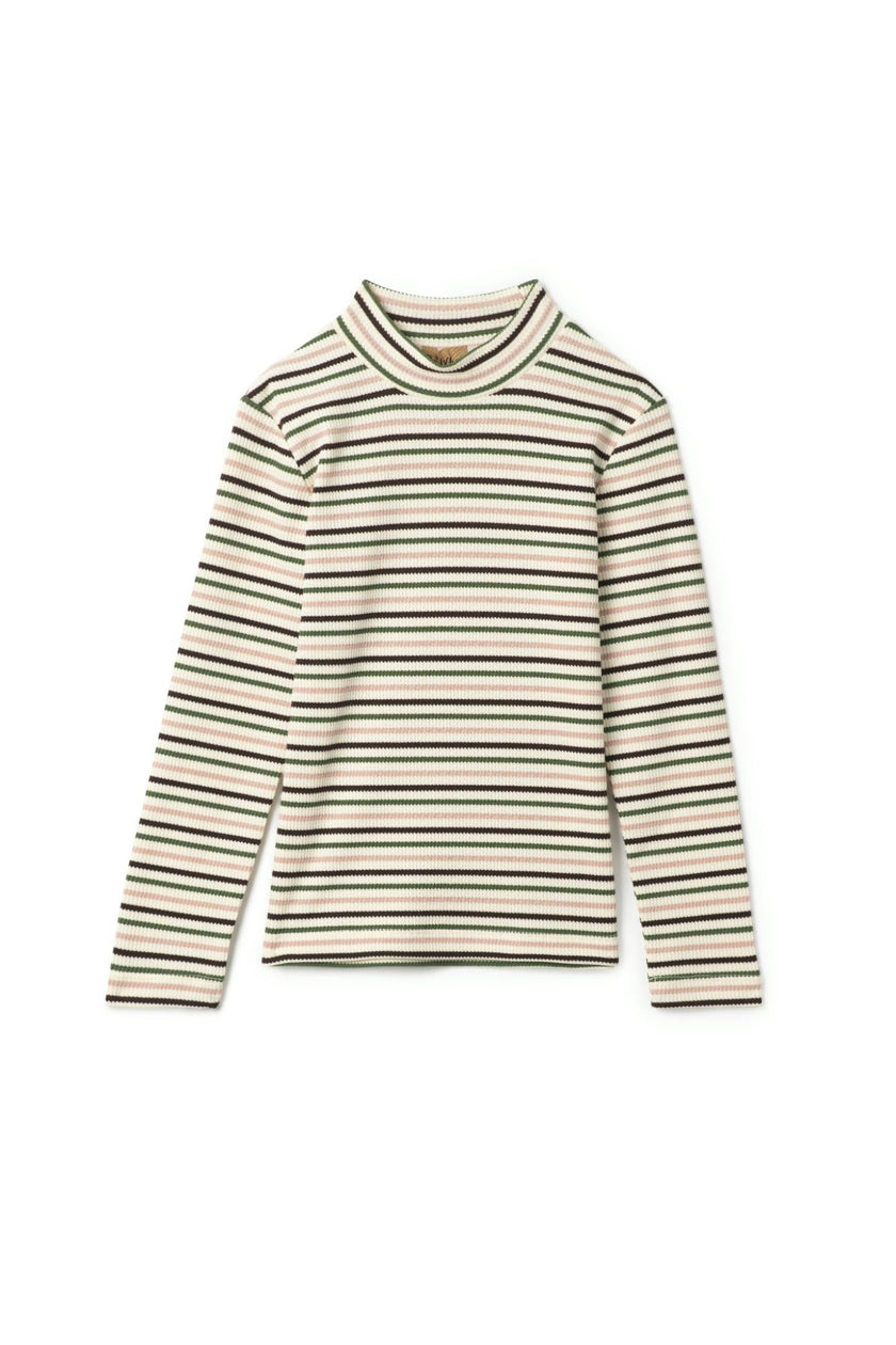 Waffle Stripped Mock Neck Top
