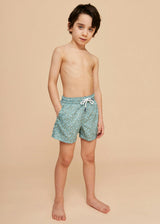 Khaki Flowers Boys' Swim Shorts