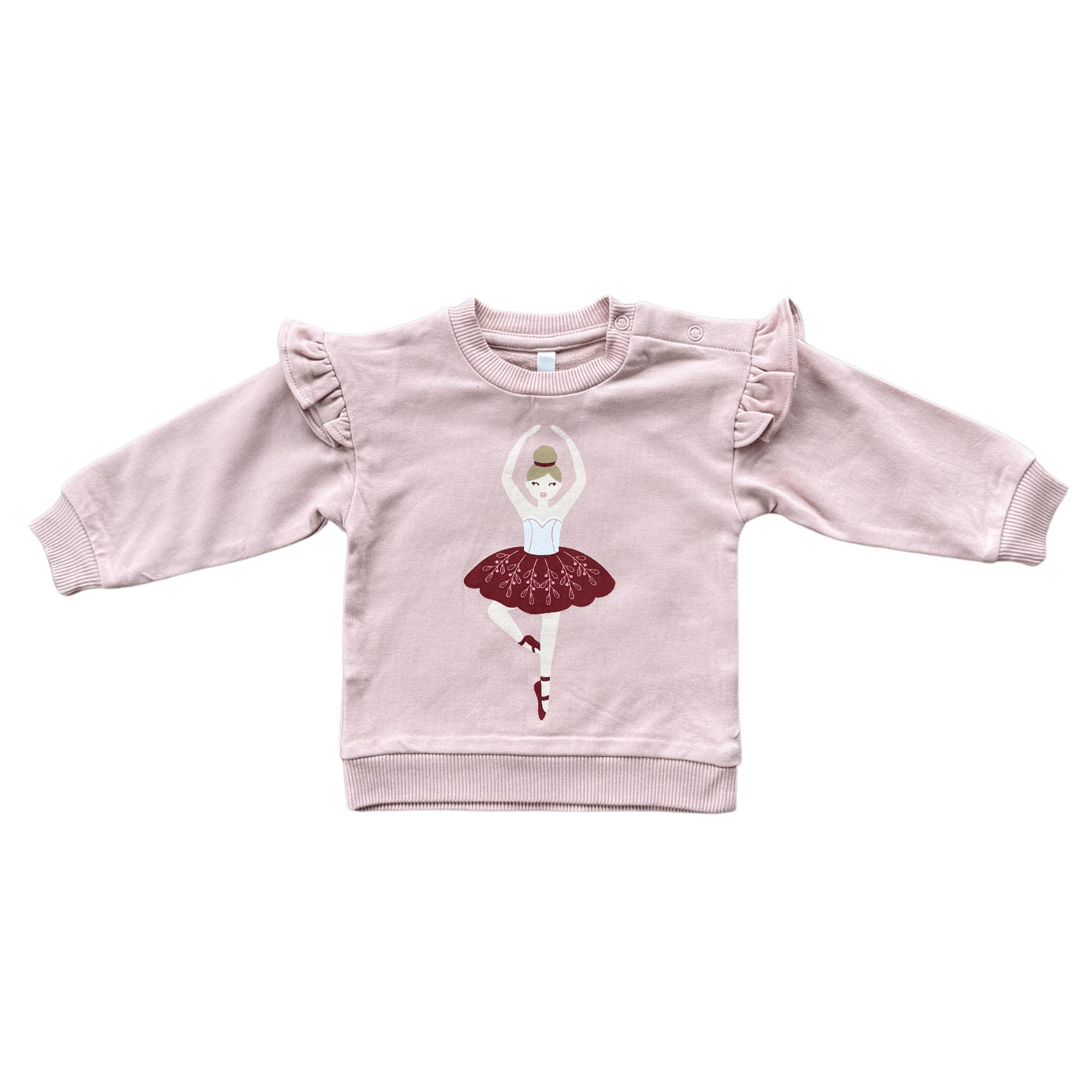 Girls Ruffle Sweatshirt in Ballerina