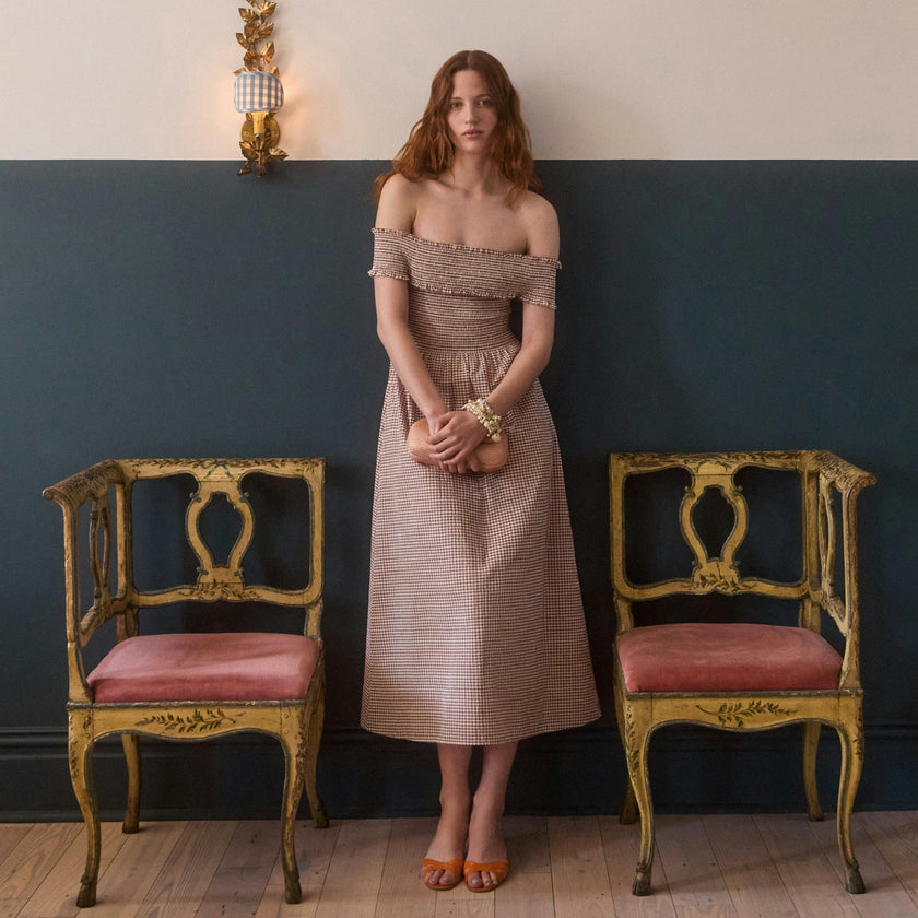 The Marguerite Nap Dress - Cognac Gingham