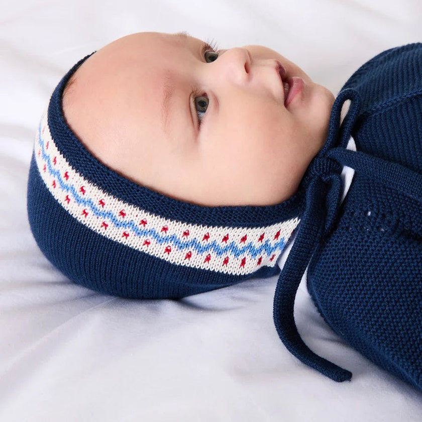 Fair Isle Bonnet in Navy (S-L)