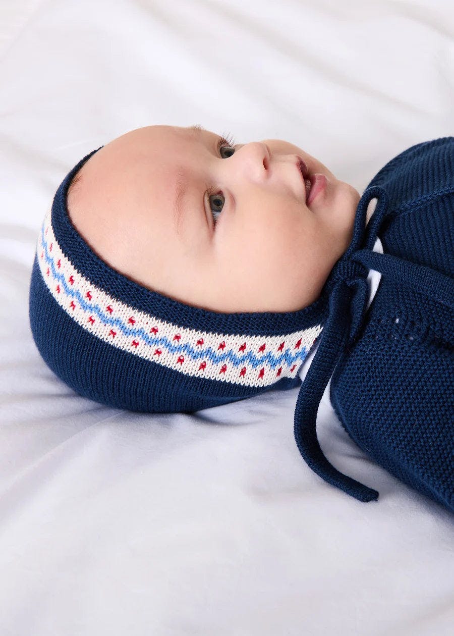 Fair Isle Bonnet in Navy (S-L)
