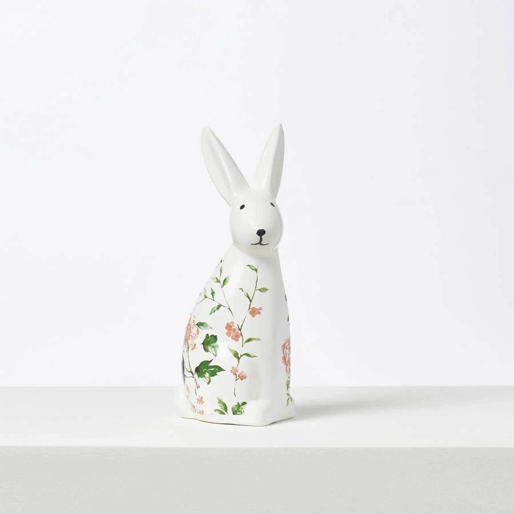 Ivory & Pink Ceramic Bunny Rabbit Figurine Easter Tabletop Home Decor