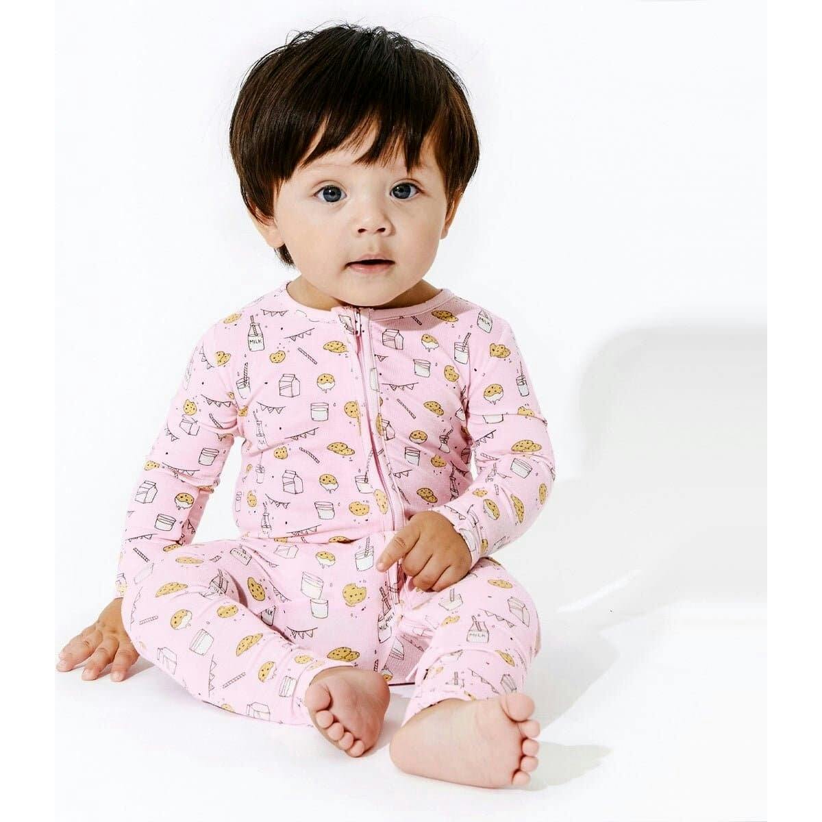 Milk and Cookies Pink Bamboo Convertible Footie