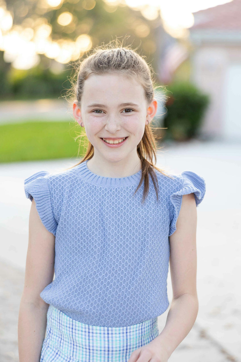 Short Sleeve Sweater With Ruffle