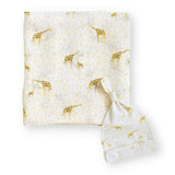 Bamboo Muslin Swaddle Blanket & Topknot Set - Busy Bees