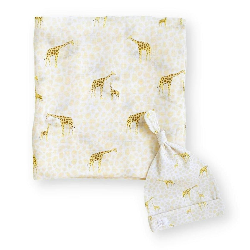 Bamboo Muslin Swaddle Blanket & Topknot Set - Growing Love