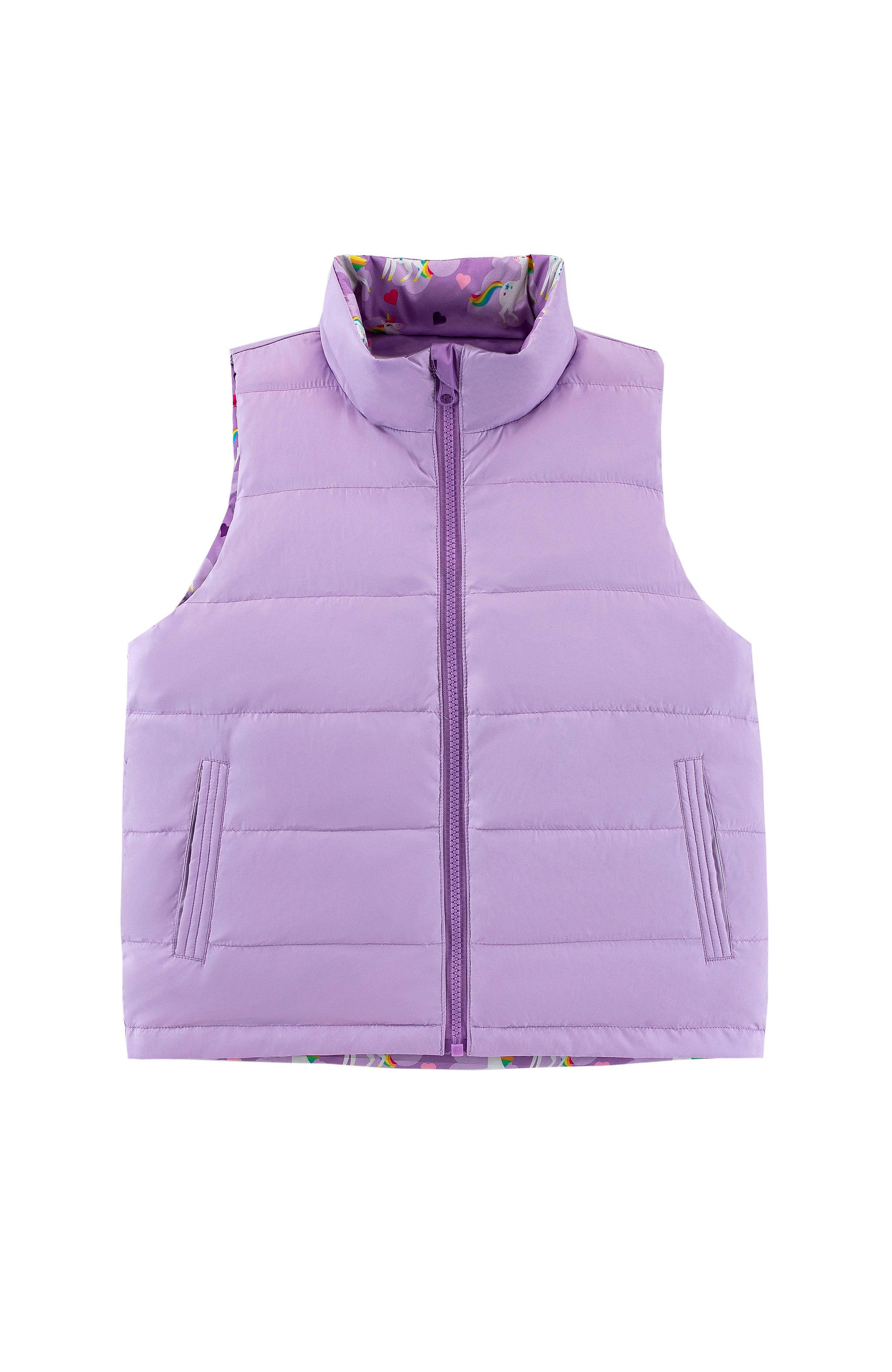 Casey Reversible Lightweight Down Puffer Vest, Flying Unicorn