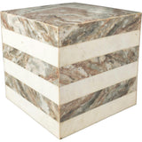 Felix 15" Contemporary Natural Marble Handmade Cube End Table