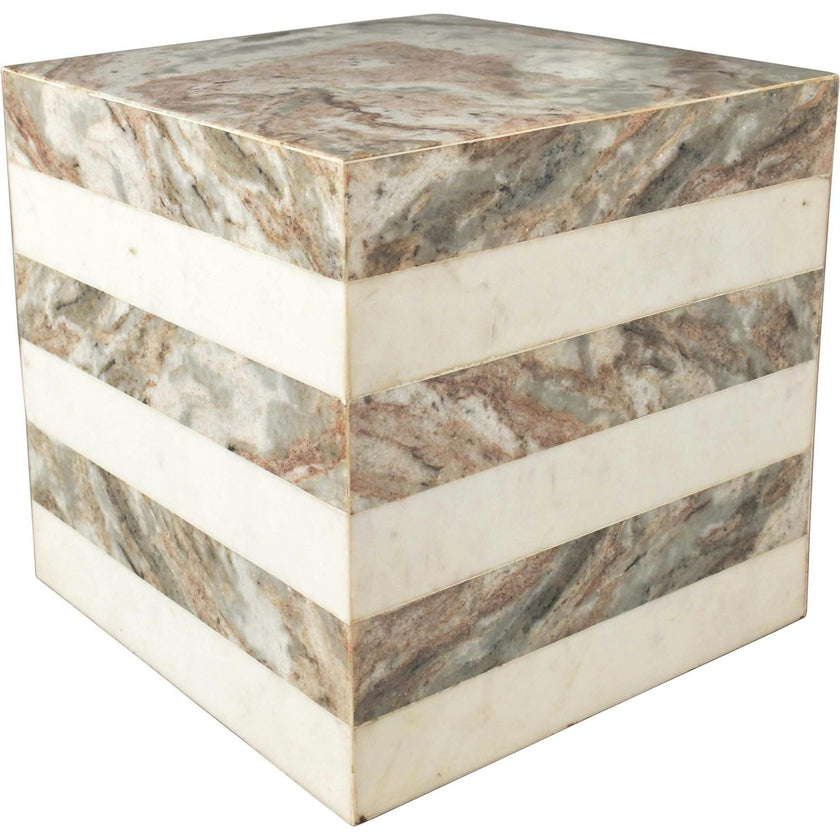 Felix 15" Contemporary Natural Marble Handmade Cube End Table