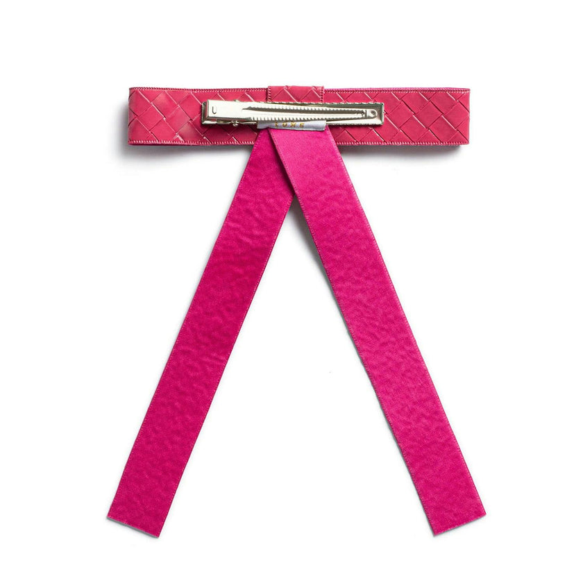 Halo Luxe Poppy Braided Woven Patent Clip - Rose