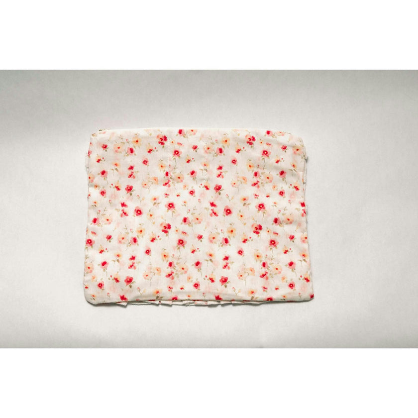 Sunset Petal Timeless Floral Ruffle Zipper Pouch