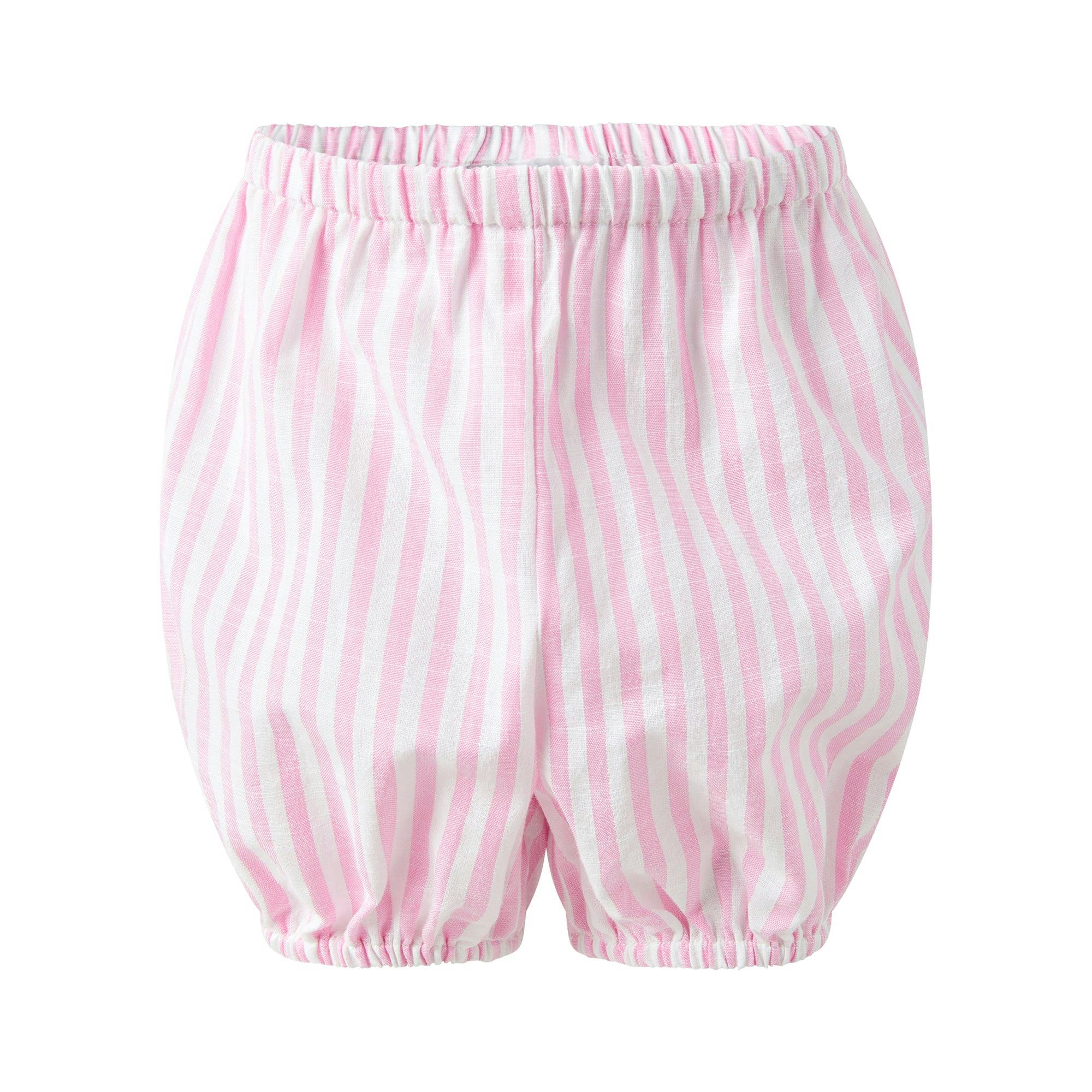 Bow Smocked Striped Dress and Bloomers