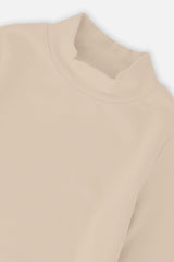 Brushed Rib Mock Neck Top Beige