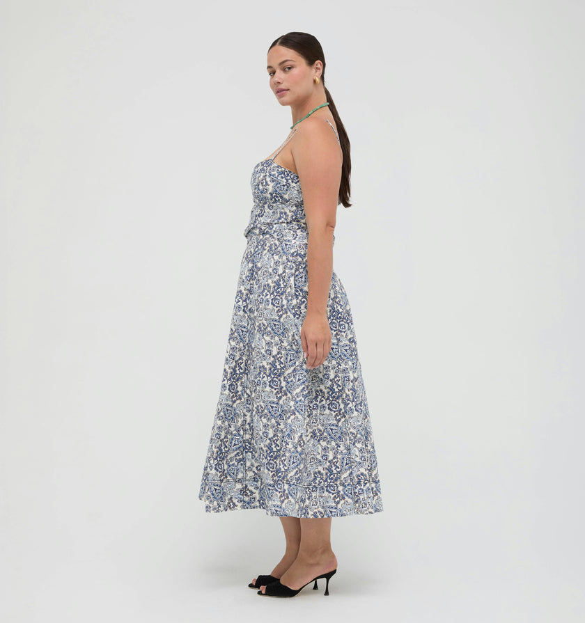 The Fiona Dress -  Chedworth Paisley Blue