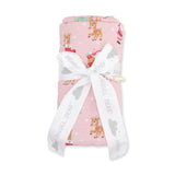 Vintage Reindeer & Santa Pink - Swaddle Blanket