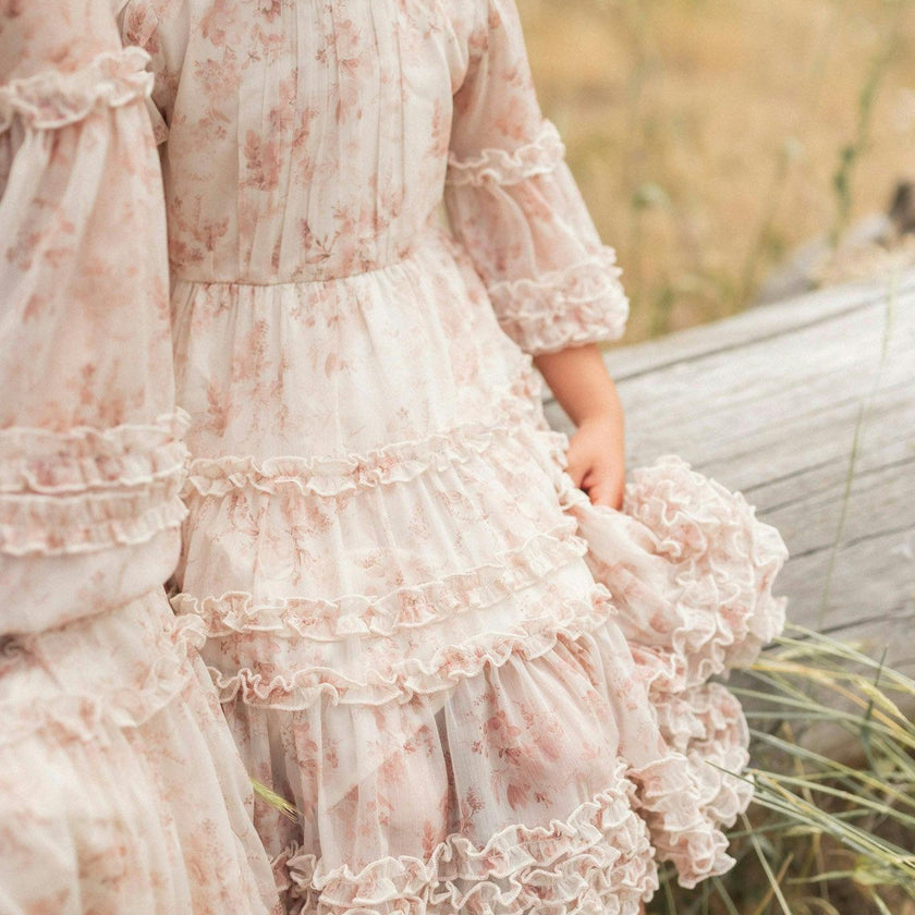 Mini Geneva Dress in Banana Creme Aquarelle Fleur