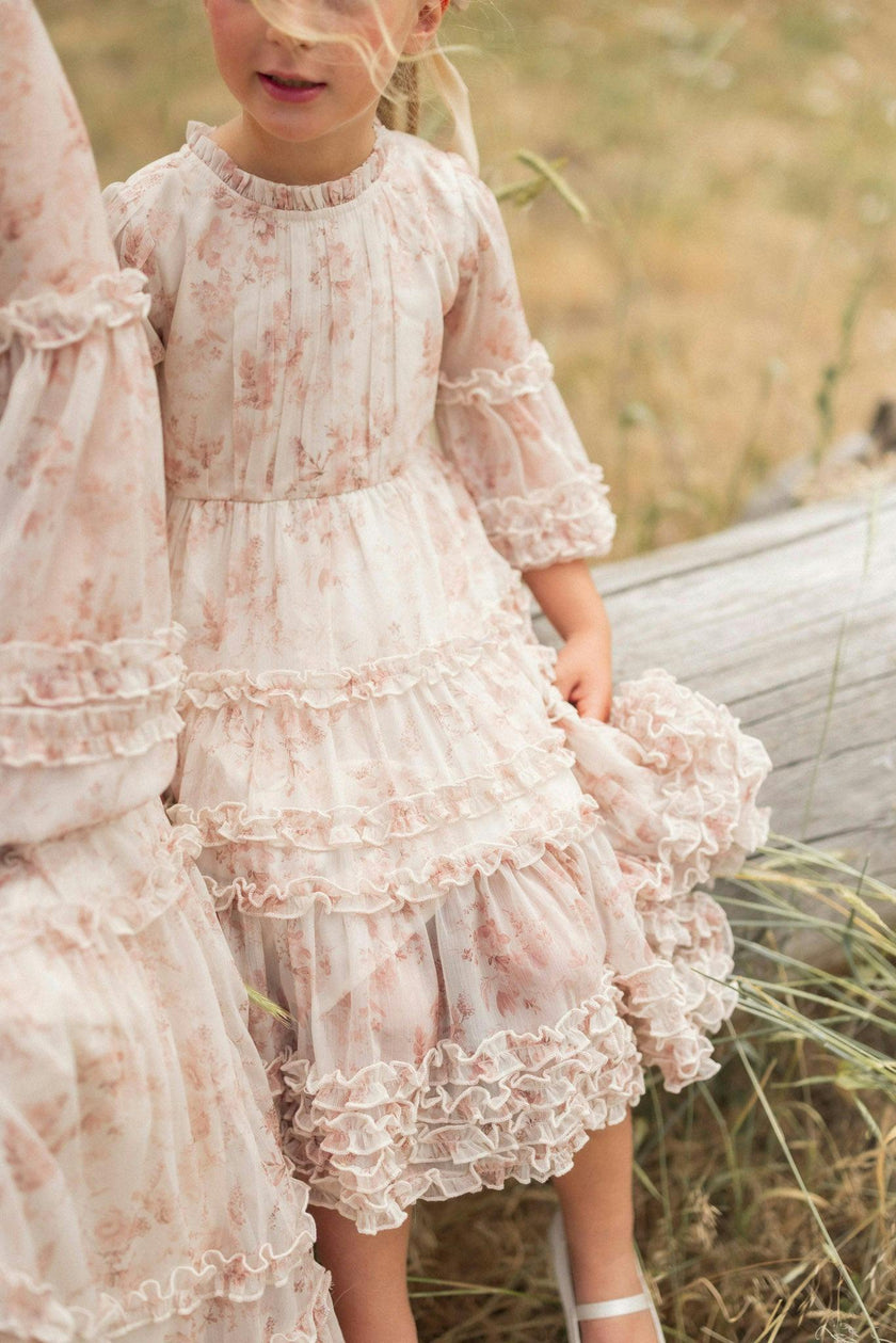 Mini Geneva Dress in Banana Creme Aquarelle Fleur