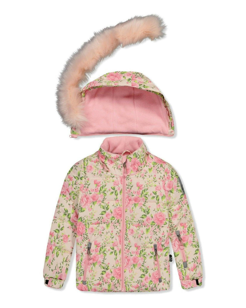 Two Piece Play Snowsuit Pink Minit Flower Print With Pink Pants