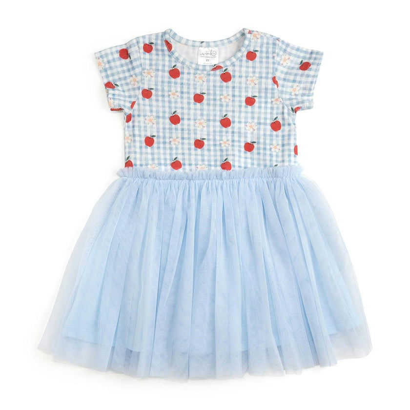 Apple Gingham Short Sleeve Tutu Dress