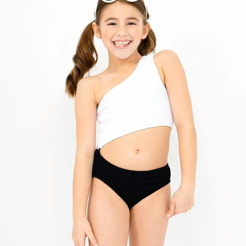 Dina Crinkle Side Cutout One Piece Swimsuit