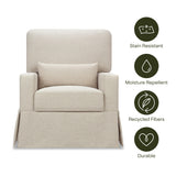 Crawford Pillowback Comfort Swivel Glider in Eco-Performance Fabric | Water Repellent & Stain Resistant in Performance Beach Eco-Weave