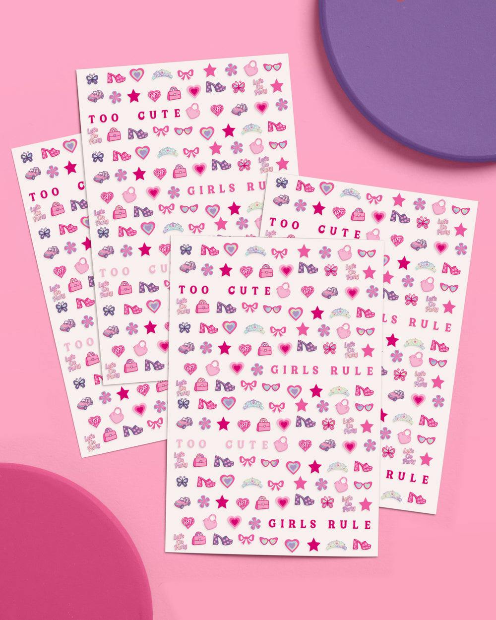 Pink Party Nail Stickers - 648 adhesive nail stickers