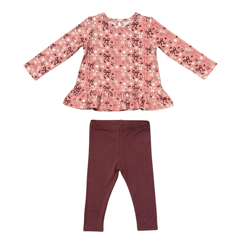 Girl's Long Sleeve Peplum Set
