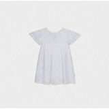 Flora Girl Dress, White Flower Embroidery