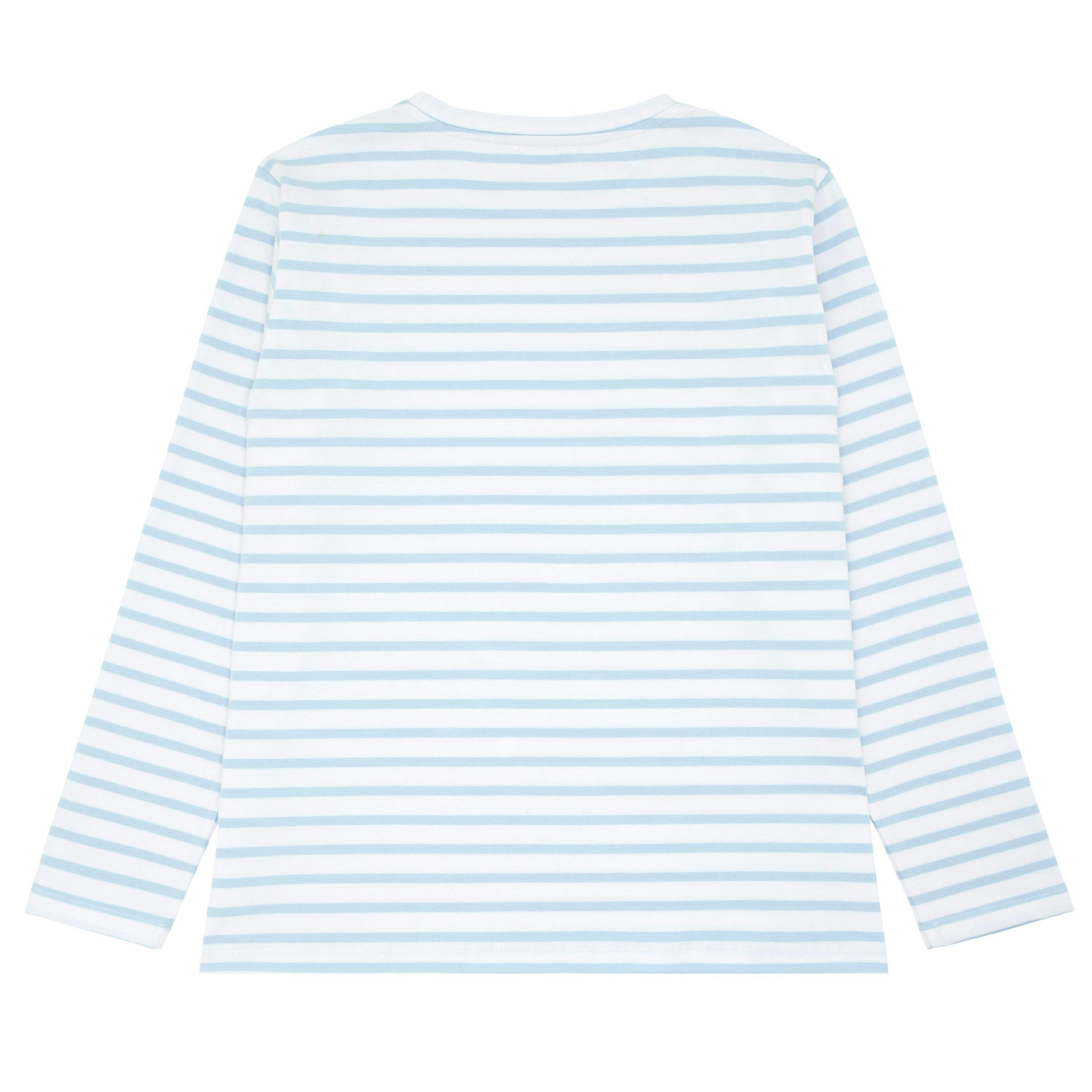 women's powder blue stripe long sleeve tee