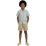 Big Kid Boys Puckered Stripes Buttondown | Blue Stripe
