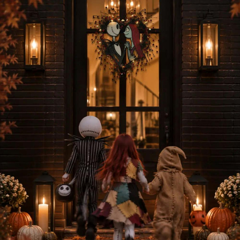 Disney® Jack Skellington and Sally Halloween Wreath Pre-Lit