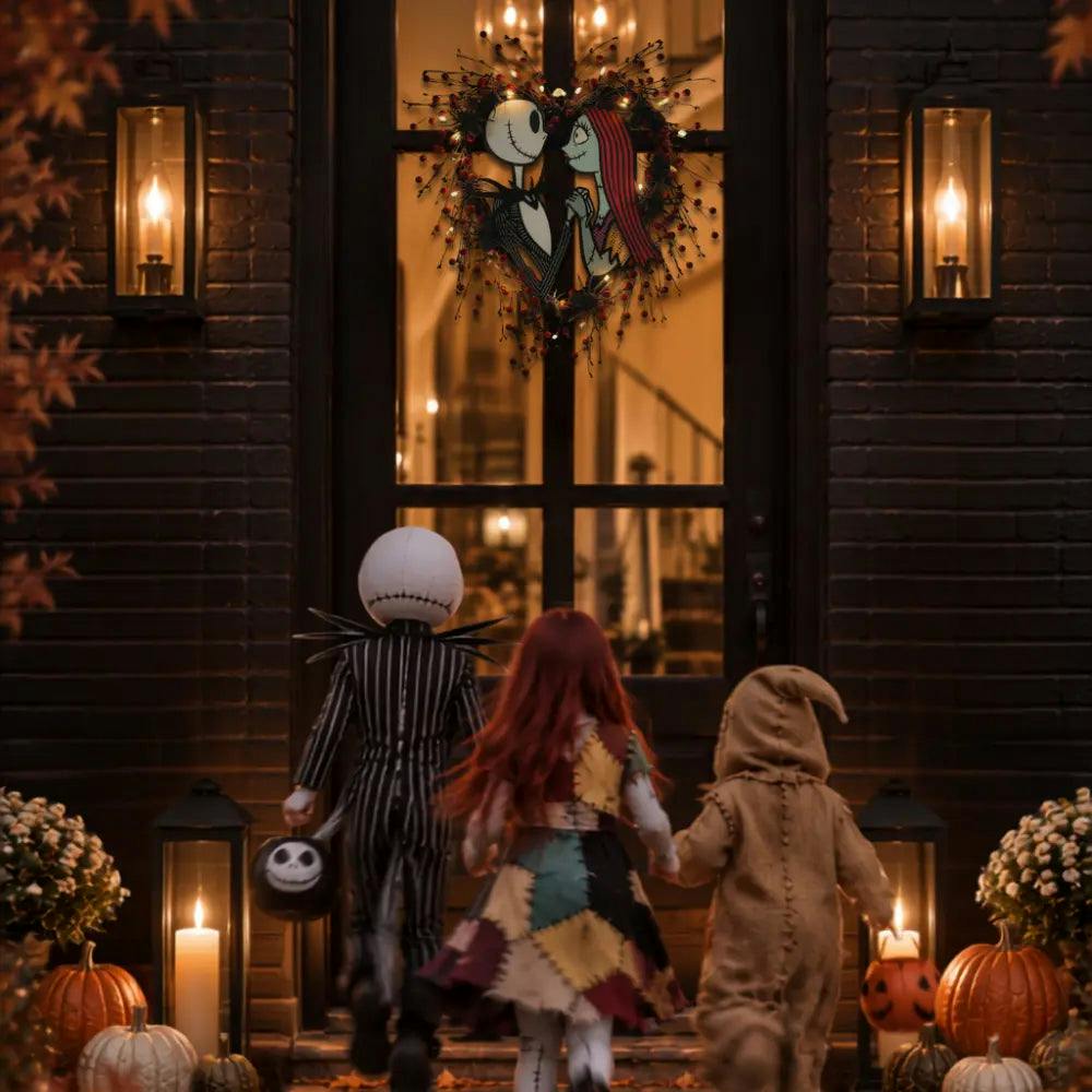 Disney® Jack Skellington and Sally Halloween Wreath Pre-Lit