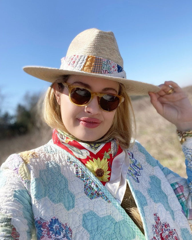 Zinnia Sun Hat - Wide & Short French Blue Grosgrain Ribbon