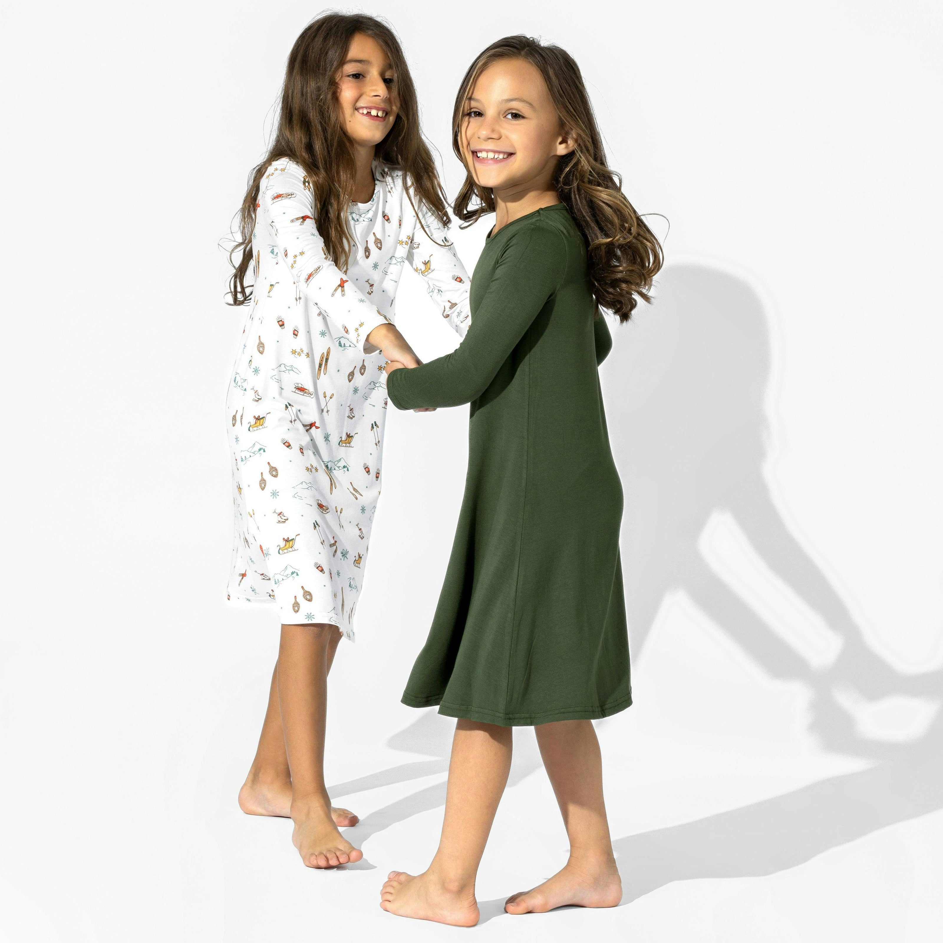 Evergreen Bamboo Girls' Long Sleeve Dress