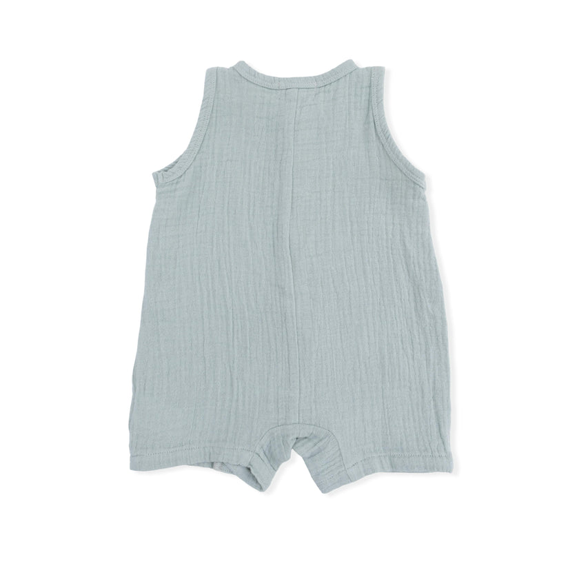 Solid Muslin Jadeite - Sleeveless Shortie Romper