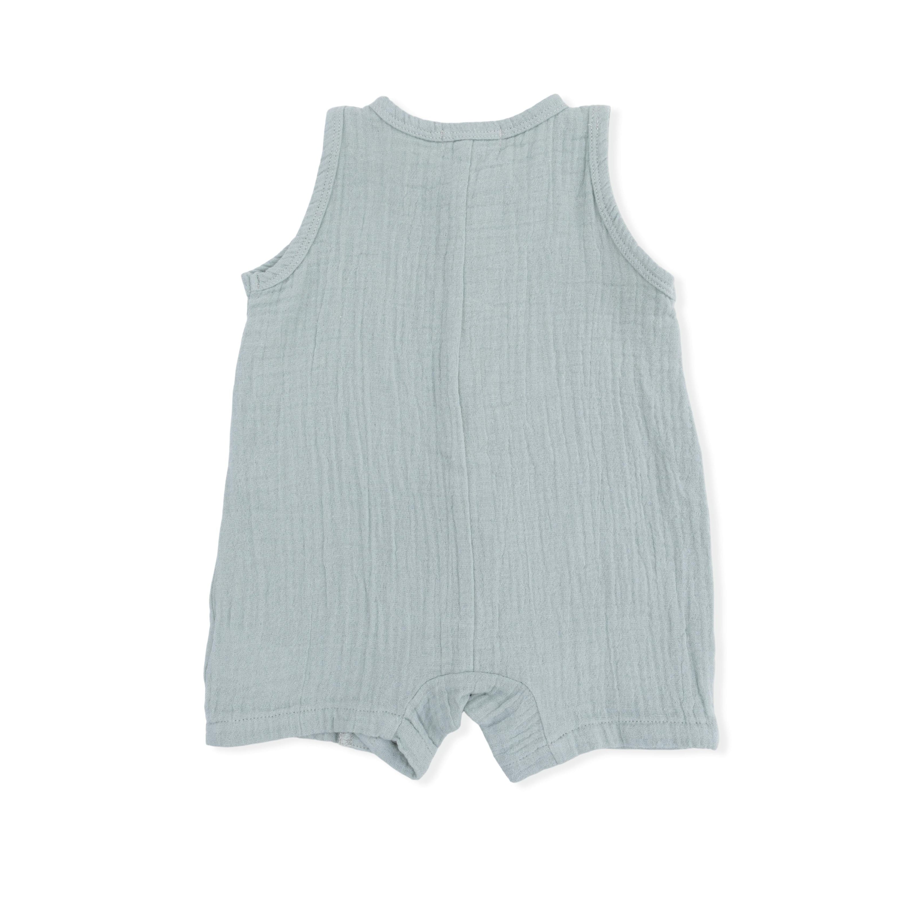 Solid Muslin Jadeite - Sleeveless Shortie Romper