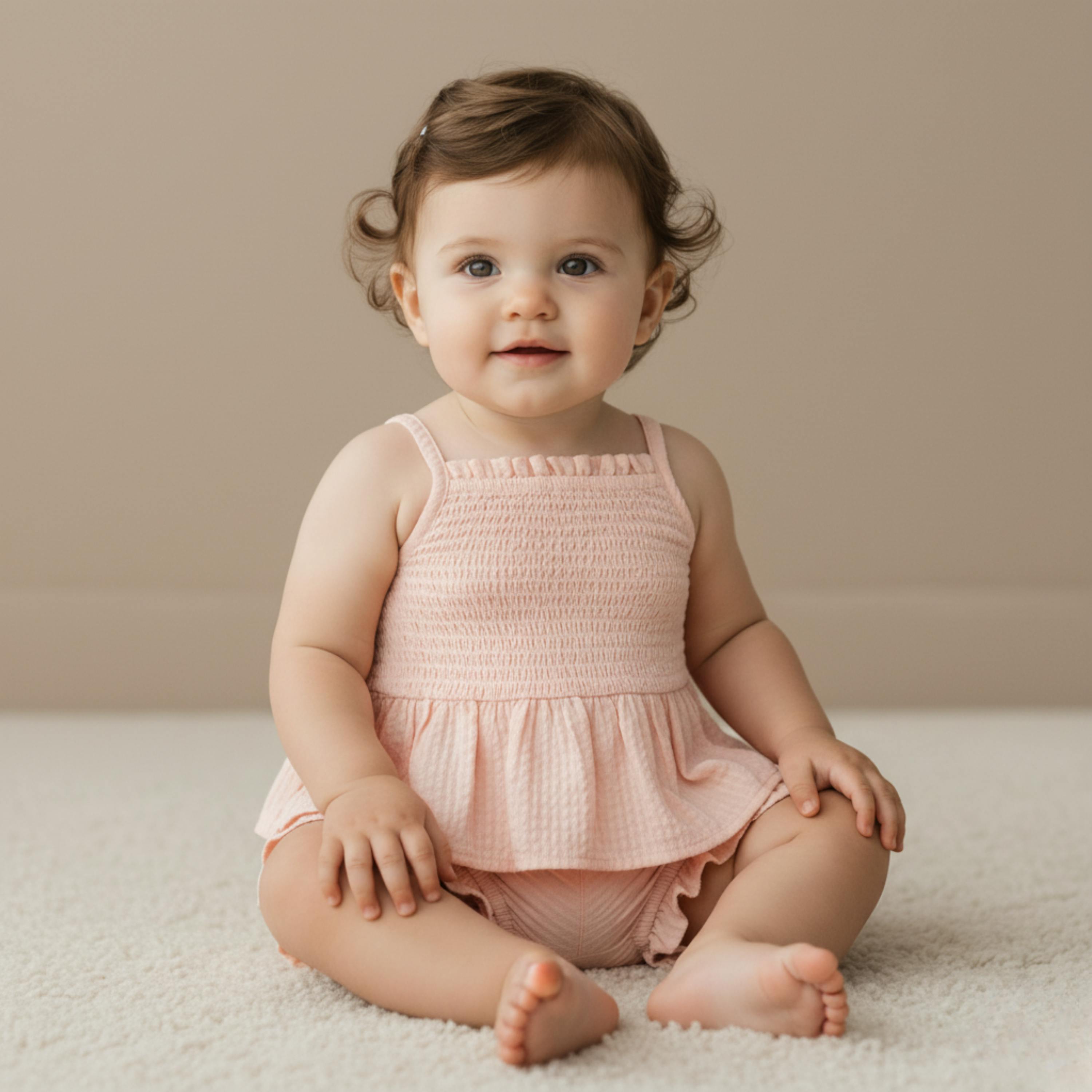 Organic Smocked Top And Bloomer Set - Blush