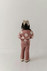 Girls Knit Wide Leg Crop Pants in Rose