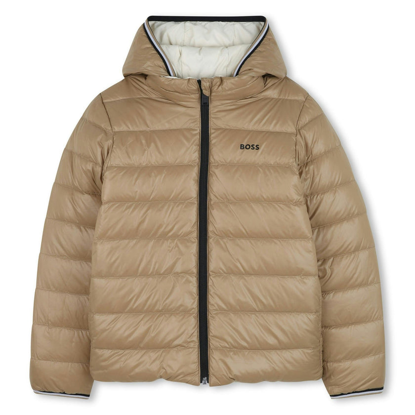 Beige Hooded Puffer Coat